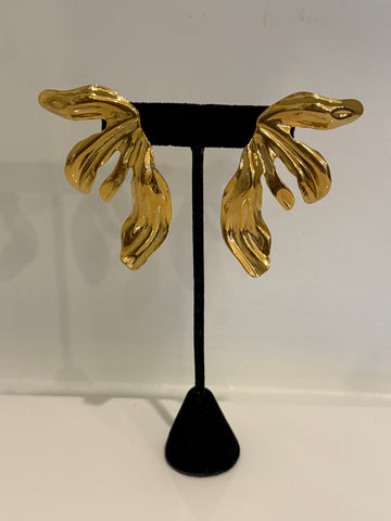 Contemporary Gold Wing Post Earrings