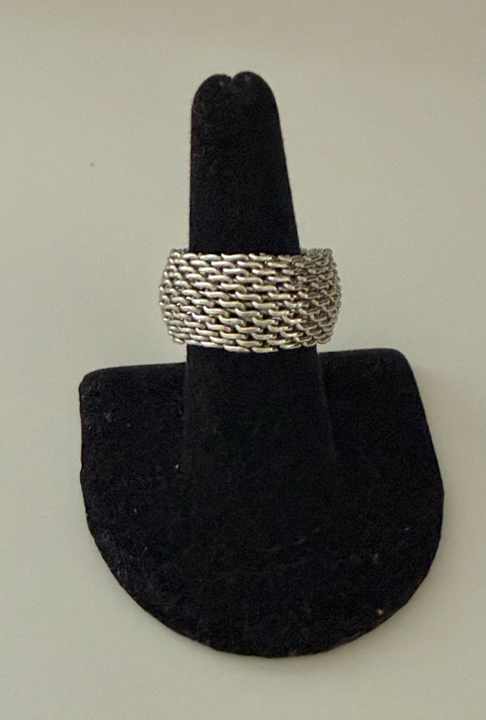 Silver Plated Mesh Ring Size 8