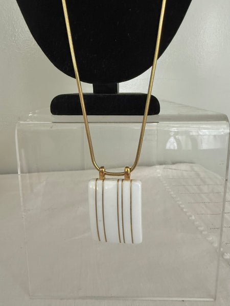 Trifari White Lucite Modernist Pendant Necklace