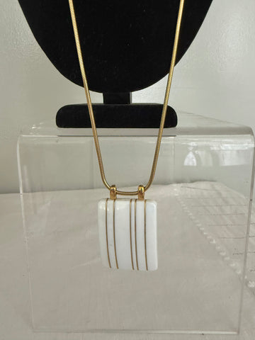 Trifari White Lucite Modernist Pendant Necklace