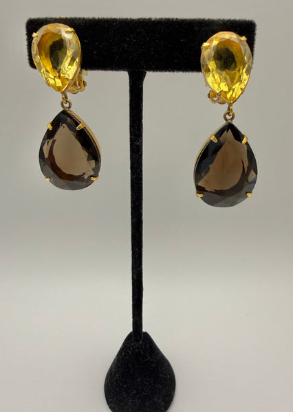 Bounkit Topaz Clip On Dangle Earrings