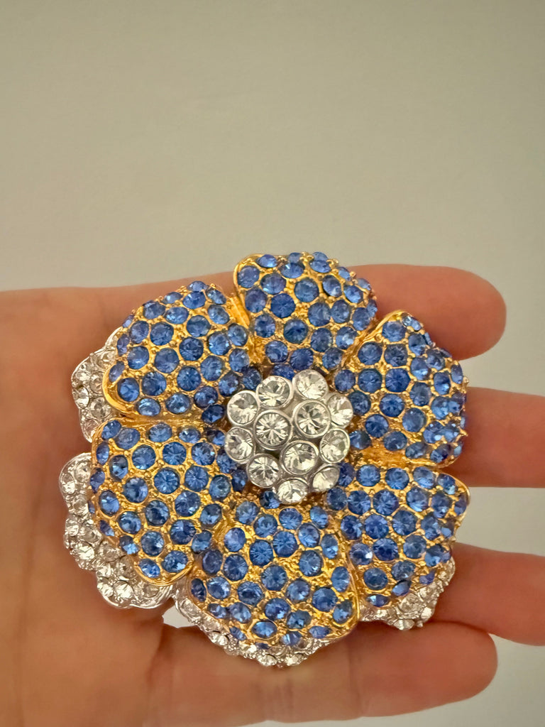 JBK Large Rhinestone Flower Brooch