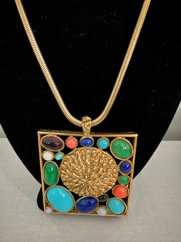 Panetta Cabochon Modernist Pendant Necklace