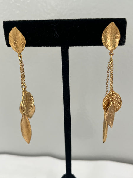 Trifari Leaf Post Dangle Earrings