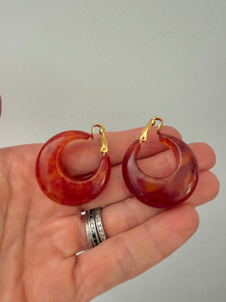 Reserved: Tortoise Lucite Hoop Earrings