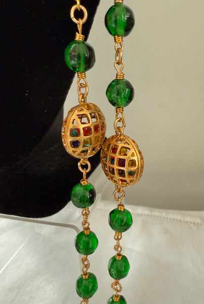 Chanel Green Gripoix Station Necklace