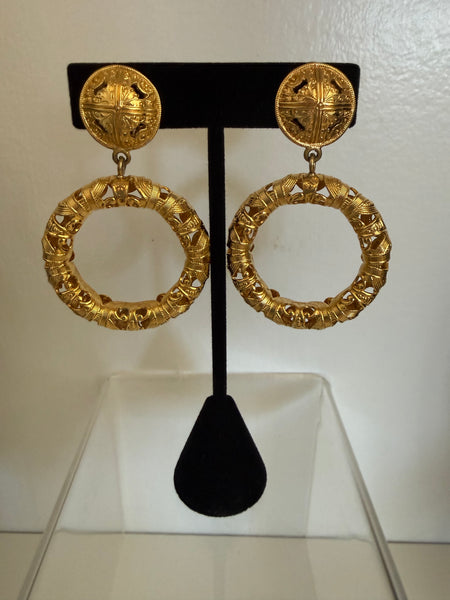 Monet Etruscan Clip On Door Knocker Earrings (smaller size)