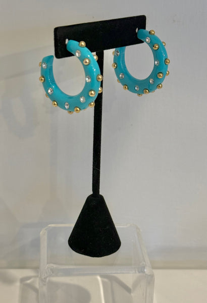 Kenneth Jay Lane Turquoise Hoops