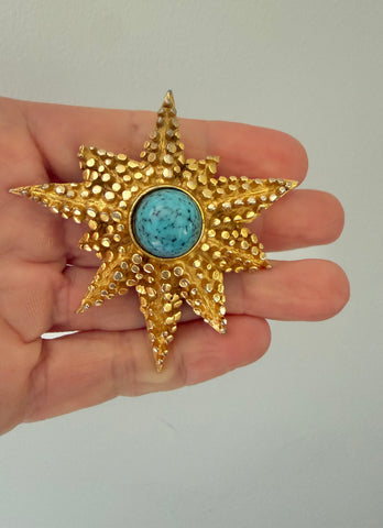 Benedikt Turquoise Starfish Brooch