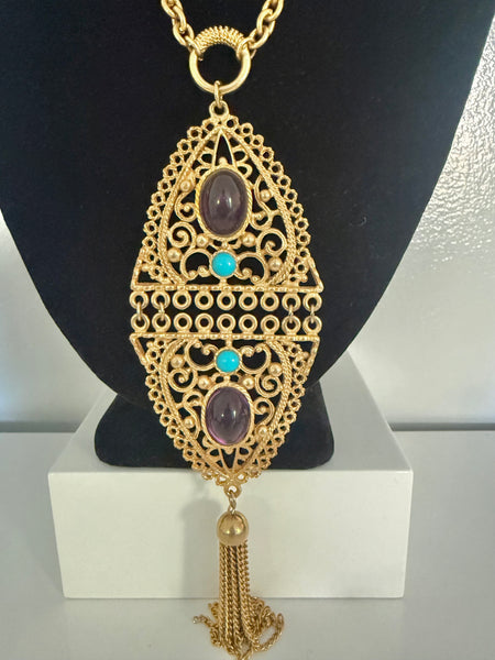 Amethyst & Turquoise Etruscan Necklace