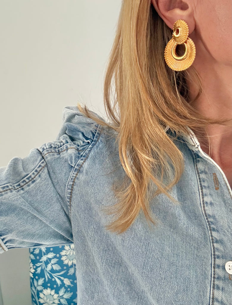 Monet Gold Plated Door Knocker Clip On Earrings