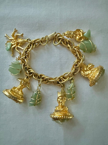 Light Green Stone Asian Charm Bracelet