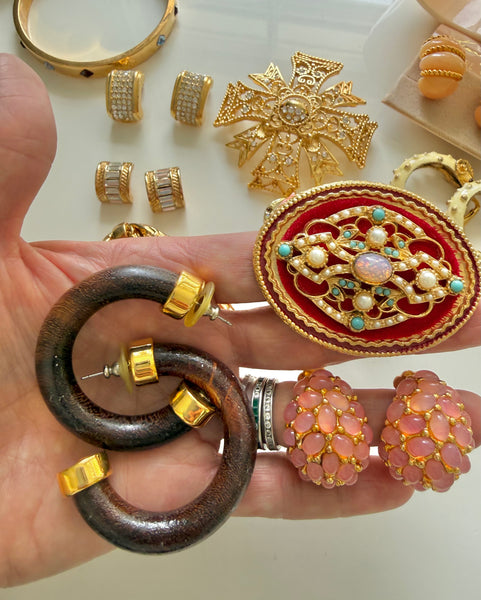 Kenneth Jay Lane Woden Hoop Earrings