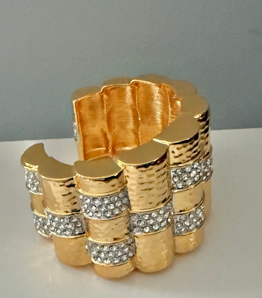 Scalloped Rhinestone Cuff Bracelet