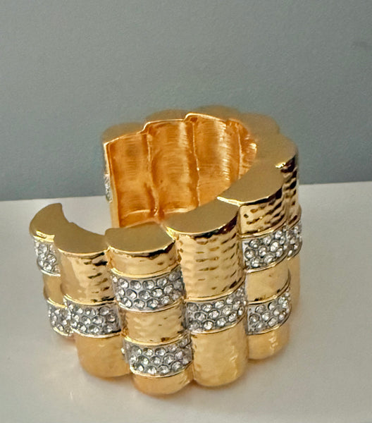 Scalloped Rhinestone Cuff Bracelet