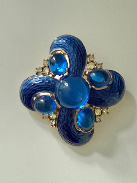 Trifari L’Orient Blue Enamel Brooch