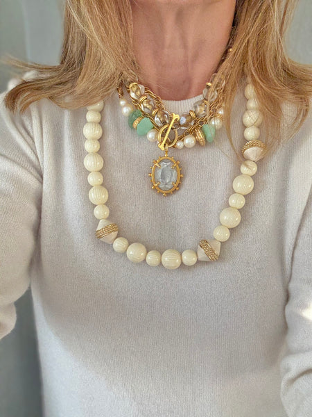 Givenchy Cream Lucite Beaded Necklace