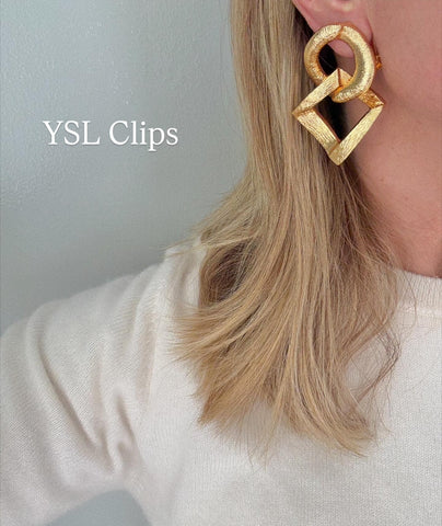 YSL Gold Clip On Earrings