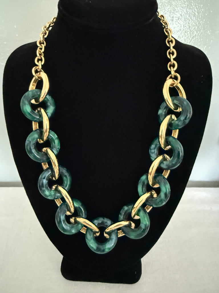 Green Lucite Link Necklace