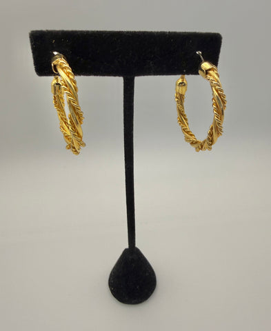 Twisted Gold Hoop Post Earrings