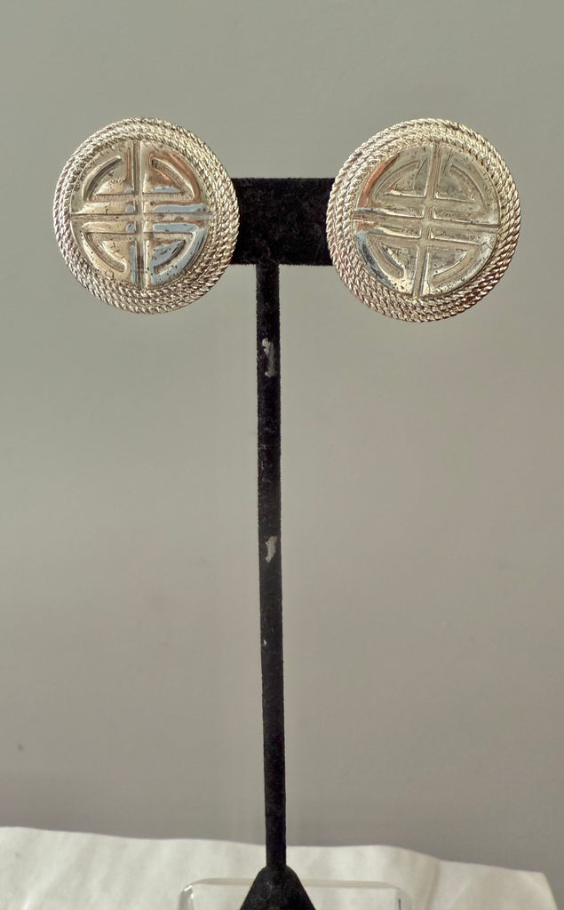 Givenchy Silver Plated Logo Clip On Earrings