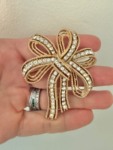 Trifari Rhinestone Bow Brooch