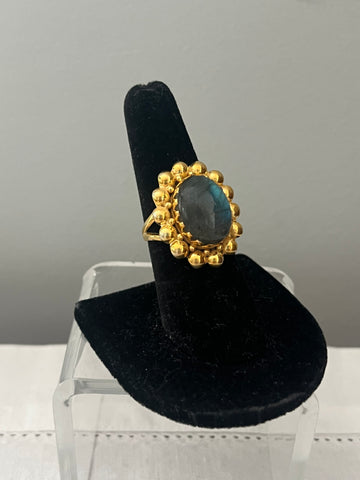 Gold Over Sterling Labradorite Ring Size 7
