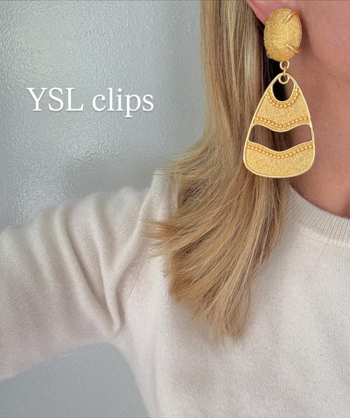 YSL Gold Clip On Earrings