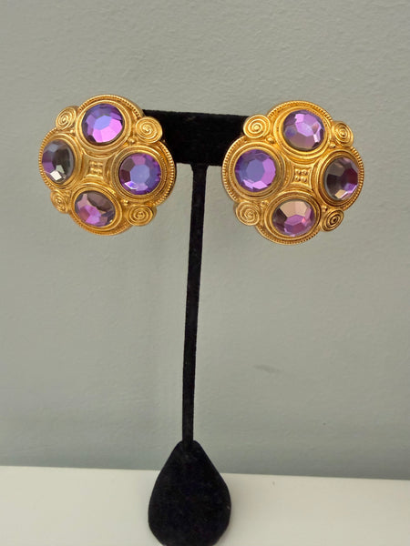 French Amethyst Post Earrings