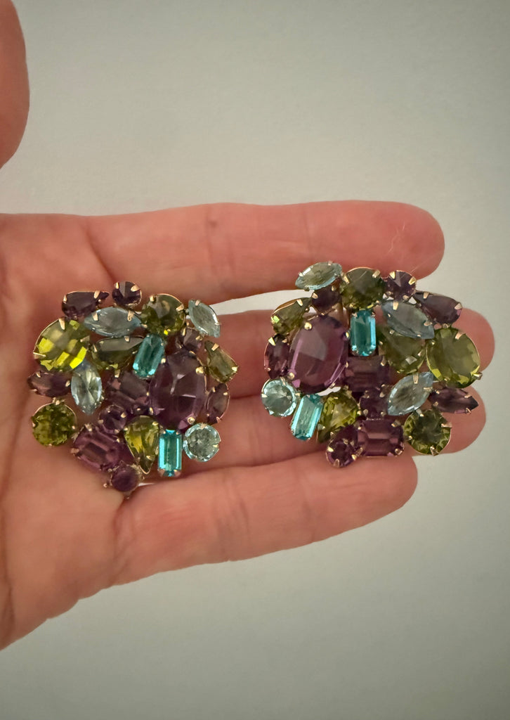 Schreiner New York Signed Clip On Earrings