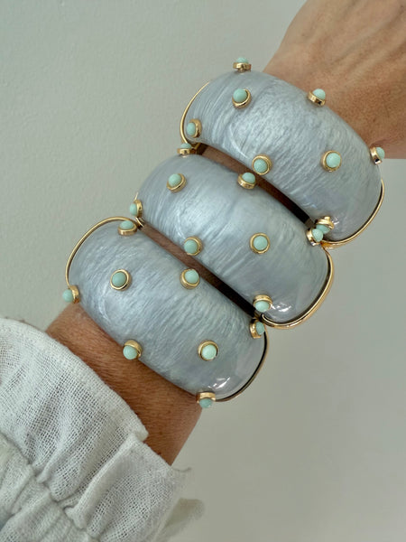 Contemporary Resin & Cabochon Clamper Bracelet