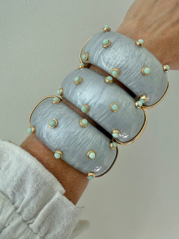 Contemporary Resin & Cabochon Clamper Bracelet