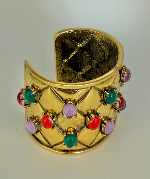 Quilted Jeweled Cuff Bracelet