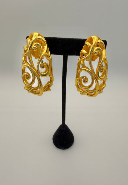Caged Gold Clip On Earrings