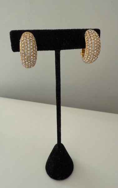 Dior Pavé Rhinestone Hoop Clip On Earrings