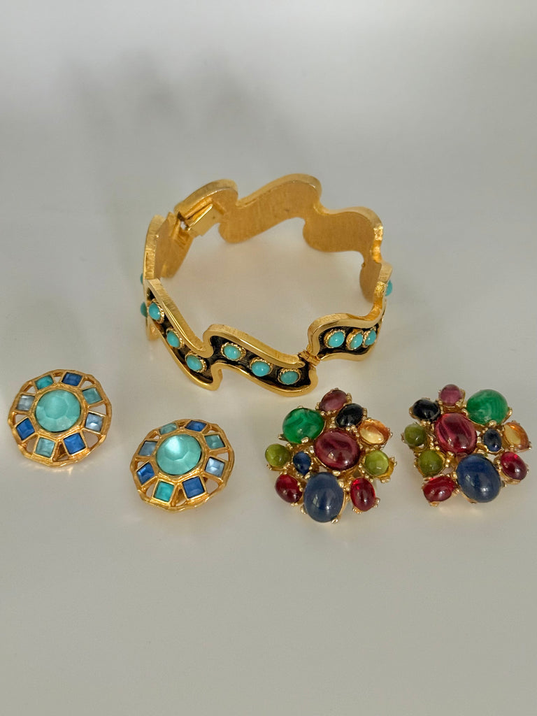 Reserved: Ciner Earrings, Graziano Earrings and Turquoise Bracelet