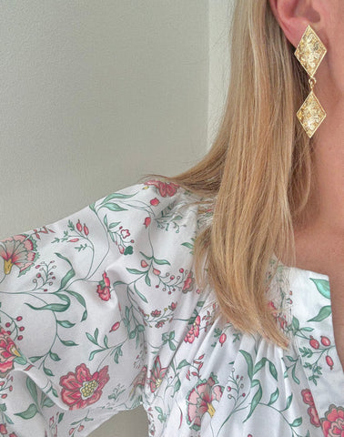 Gold Plated Dangle Clip On Earrings