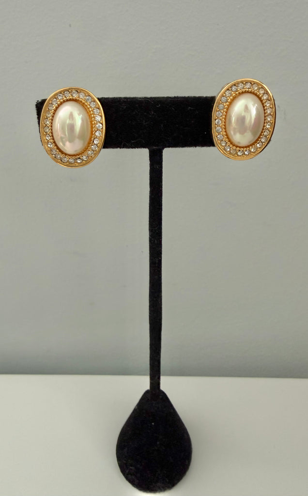 Dior Pearl & Rhinestone Clip On Earrings