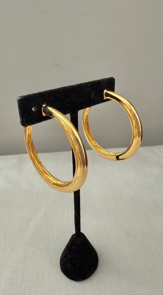 Kenneth Jay Lane Gold Plated Hoop Clip On Earrings