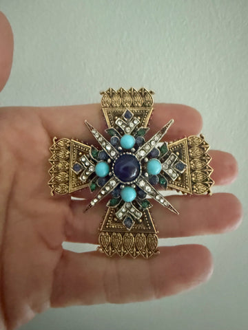 Signed Art Maltese Cross Brooch/Pendant