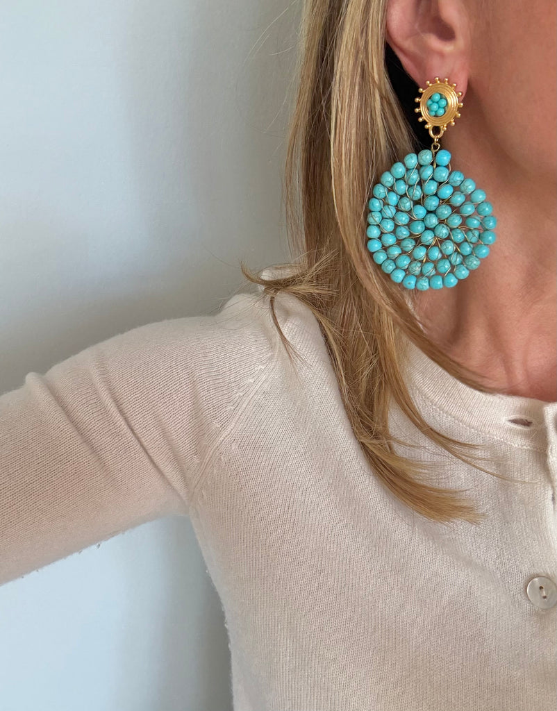 Turquoise Beaded Post Earrings