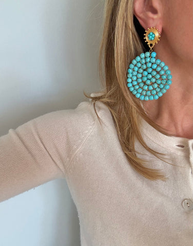 Turquoise Beaded Post Earrings