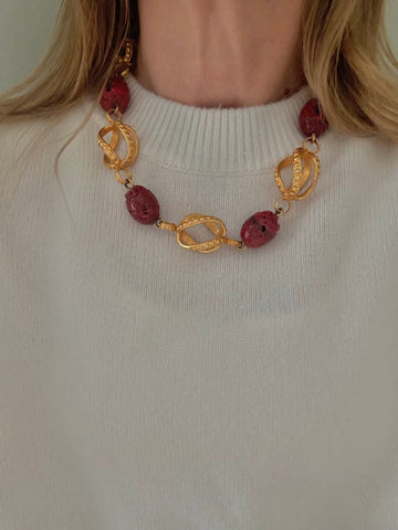 Philippe Ferrandis Red Resin Stone Necklace