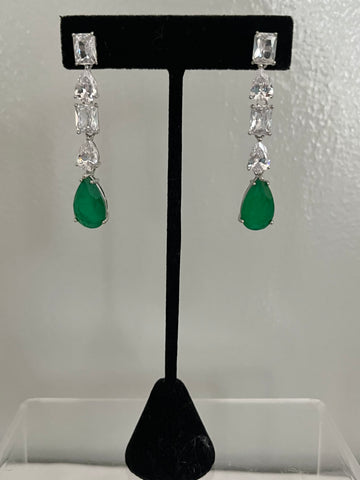 Faux Emerald Drop Post Earrings
