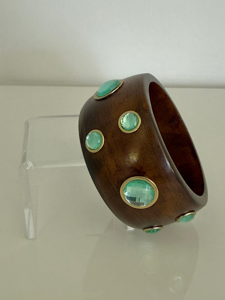 Wooden Cabochon Bangle Bracelet