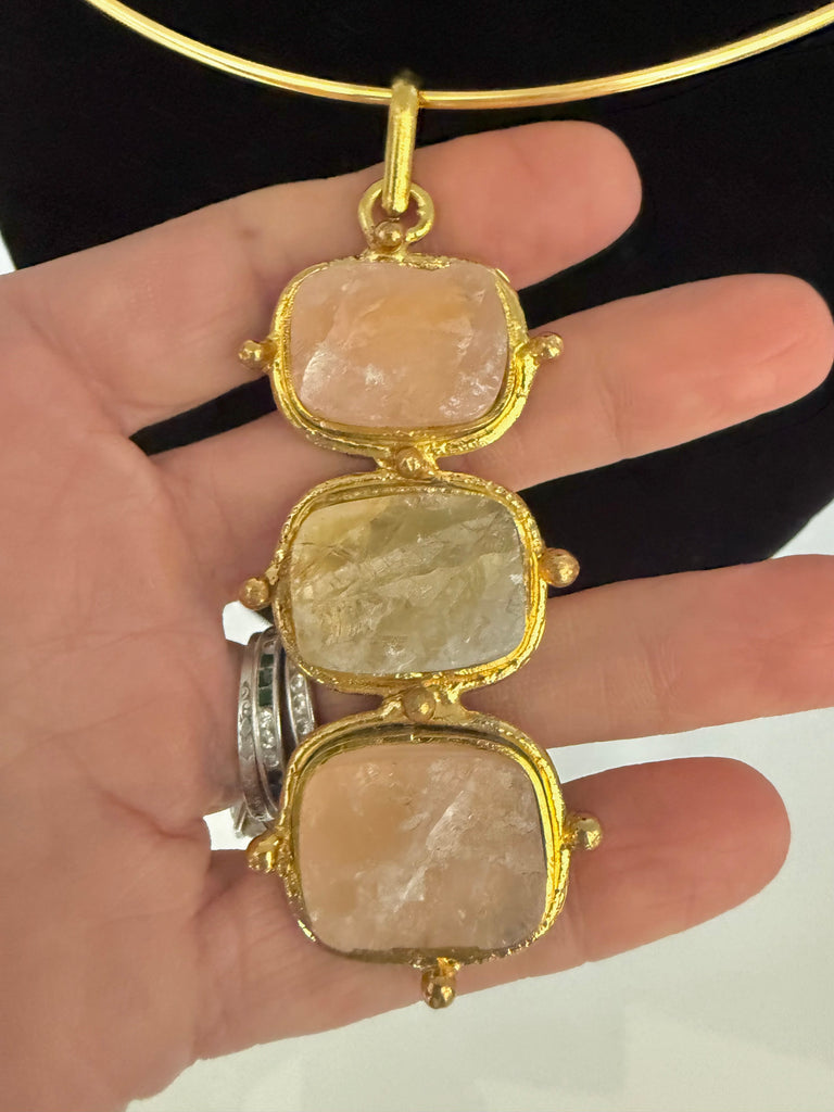 Pink Gemstone Necklace on Choker Wire