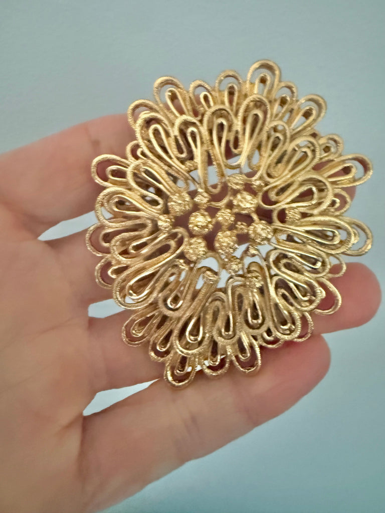 Monet Filigree Gold Brooch