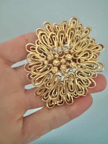 Monet Filigree Gold Brooch