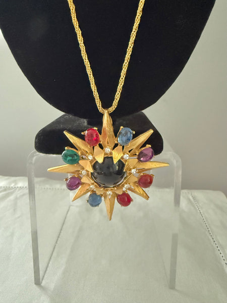 Colorful Maltese Cross Brooch/Necklace