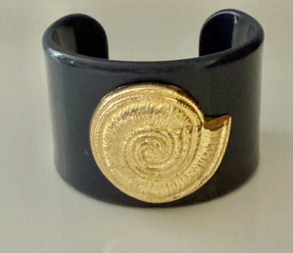 Lucite Cuff Bracelet with Nautilus Shell